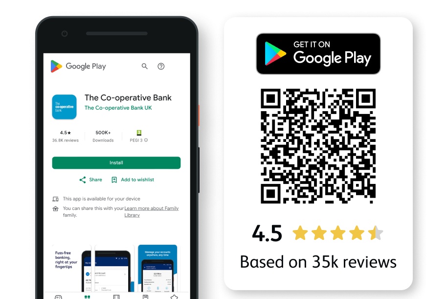 QR code to download the mobile banking app on the Google Play
