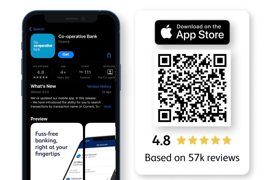 QR code to download the mobile banking app on the Apple Store
