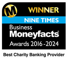 Winner of the Business Moneyfacts Awards 2016-2024 for best charity banking provider